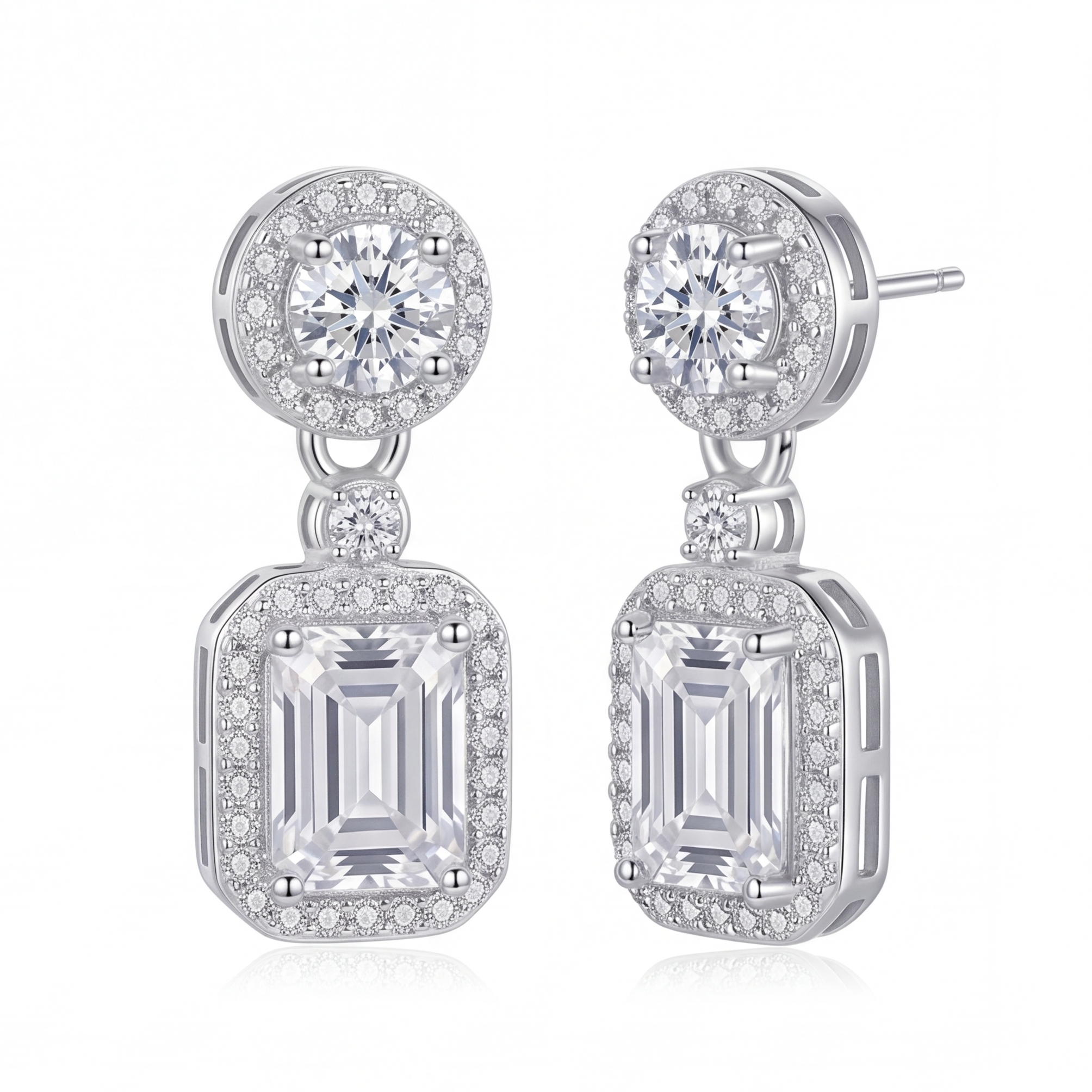 Elgin Crescent Halo Drop Earrings #color_silver
