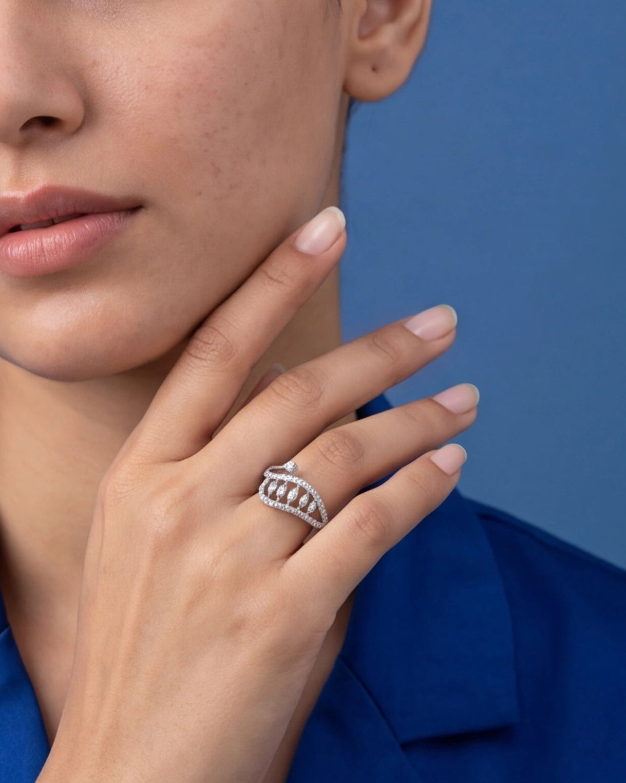 Diamante Arch Ring Crystal Tiara Band Ring for Women
#color_silver