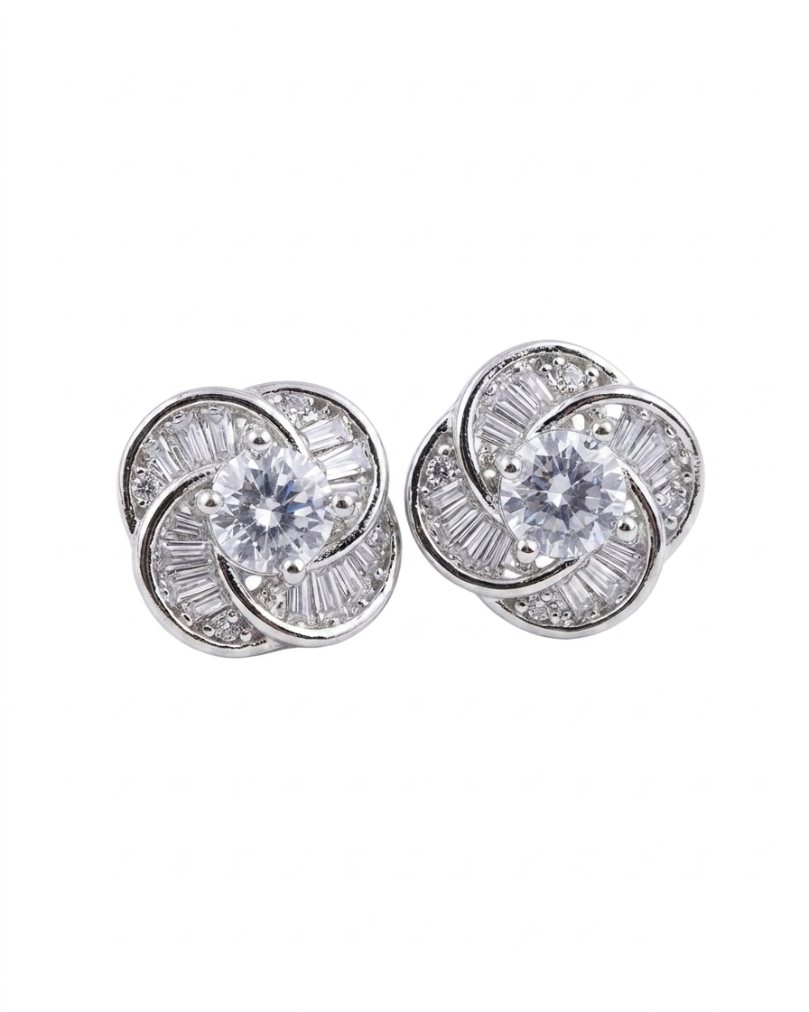 925 Sterling Silver swirl stud earrings #color_silver