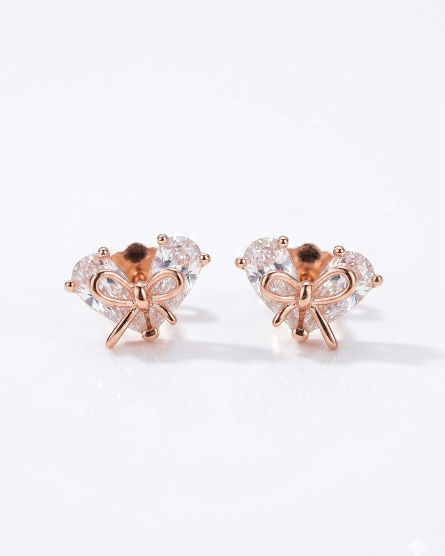 Adeline_Bow_Crystal_Stud_Earrings #color_rose gold