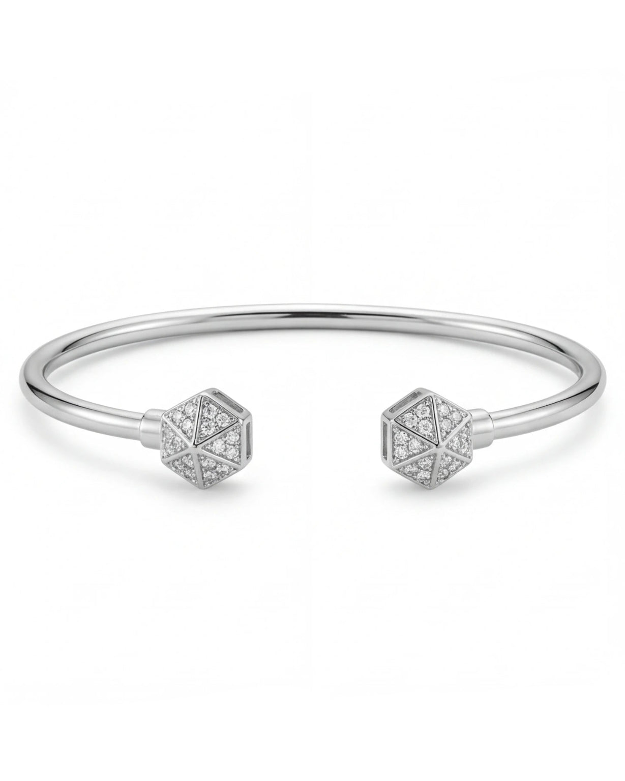 Hexagon CZ Bracelet for Women#color_silver