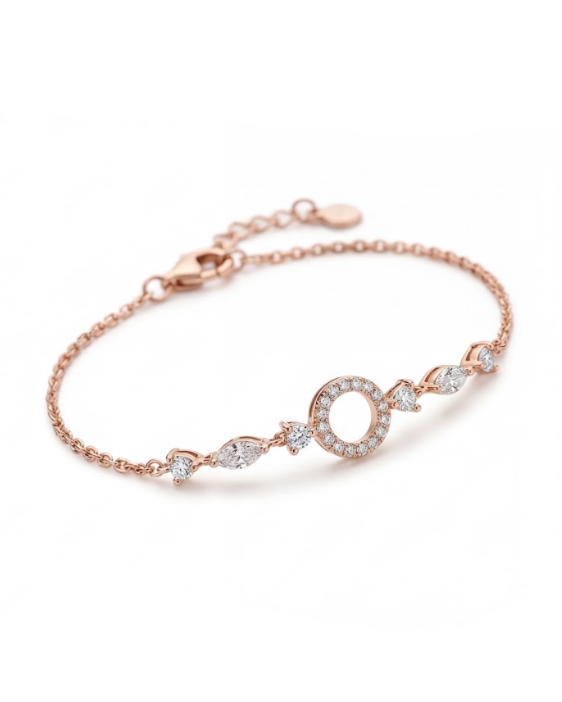 CZ Circle Bracelet for Women#color_rose gold