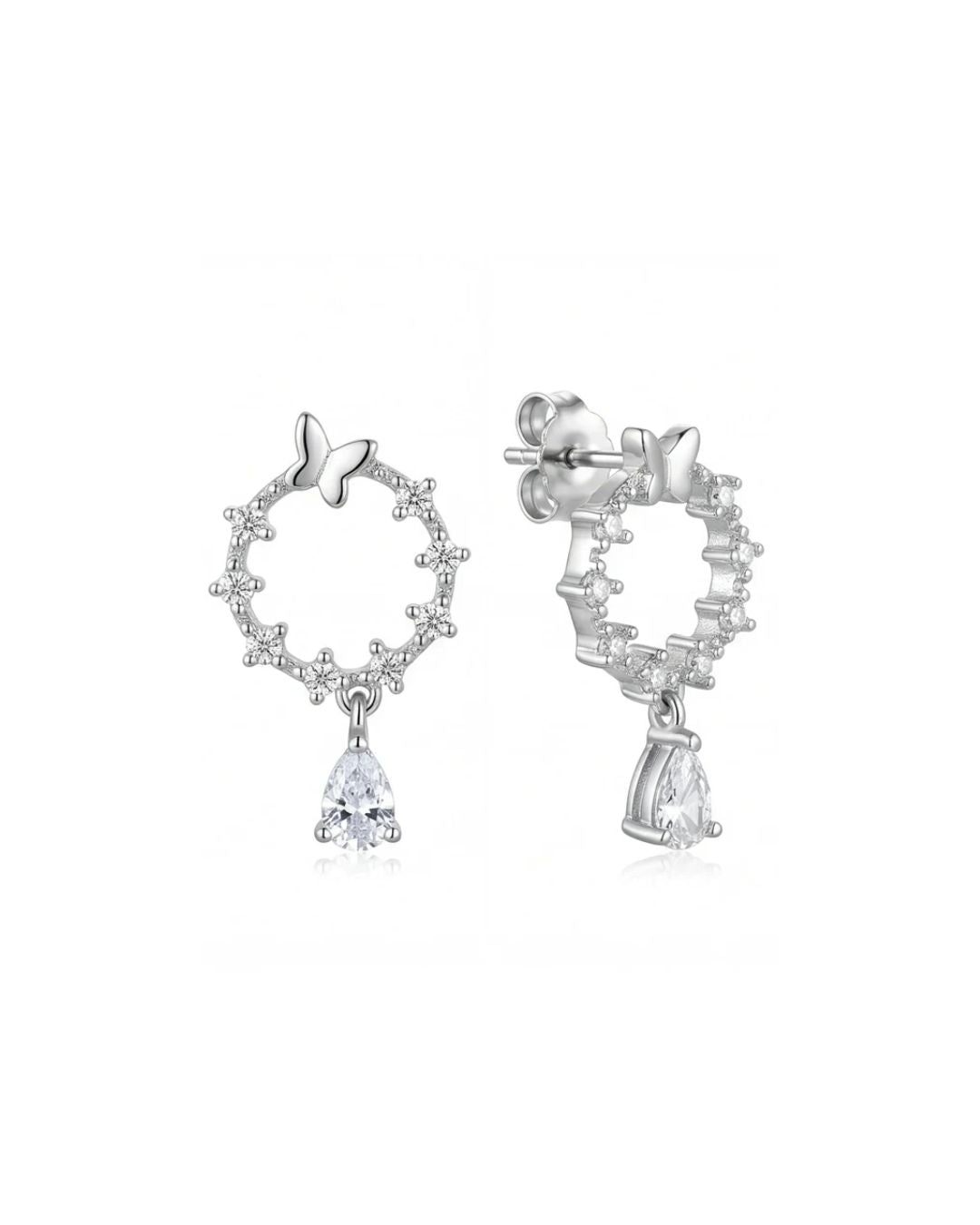 Elegant Ayla Butterfly Heart Drop#color_silver