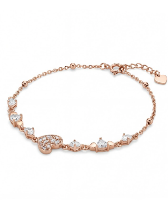 CZ Heart Bracelet for Women#color_rose gold