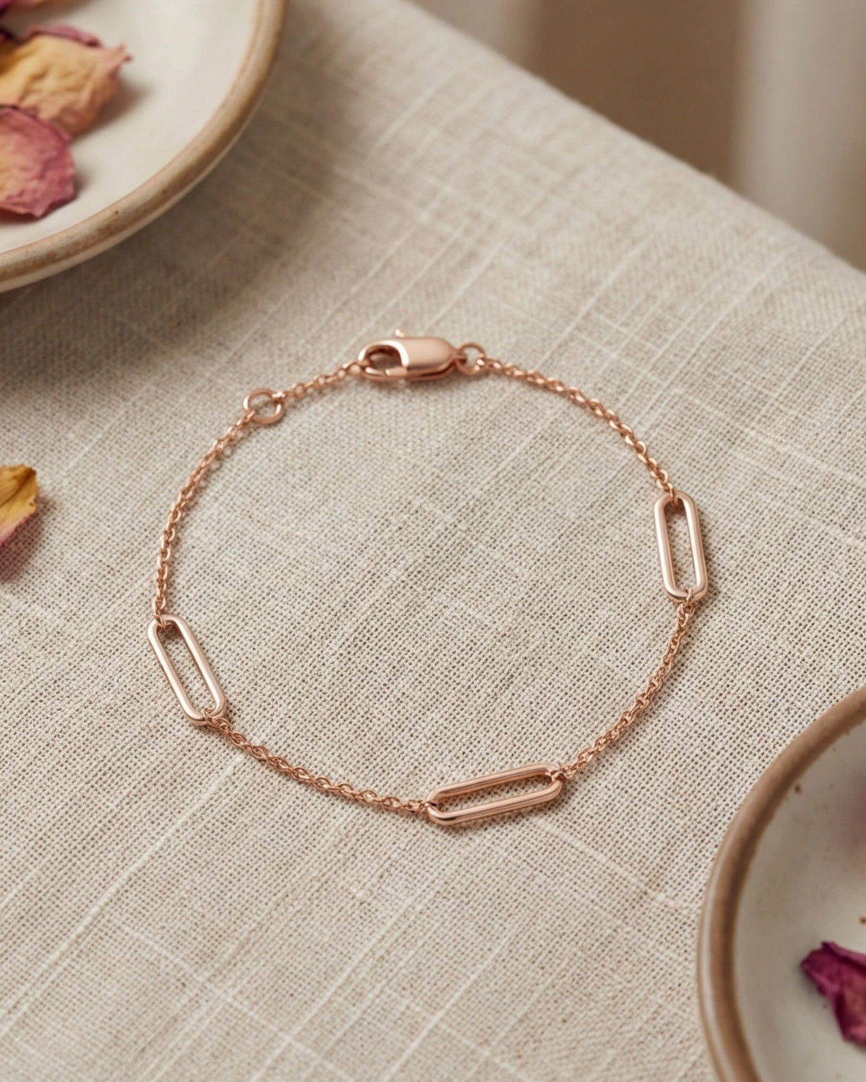 Oval Chain Link Bracelet for Women #color_rose gold