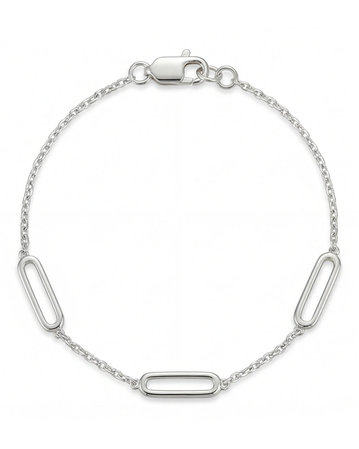 Oval Chain Link Bracelet for Women #color_silver