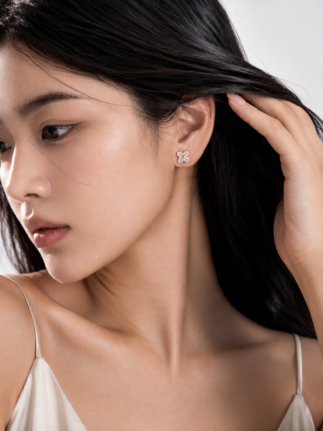 Stella Bloom Crystal Stud Earrings #color_rose gold