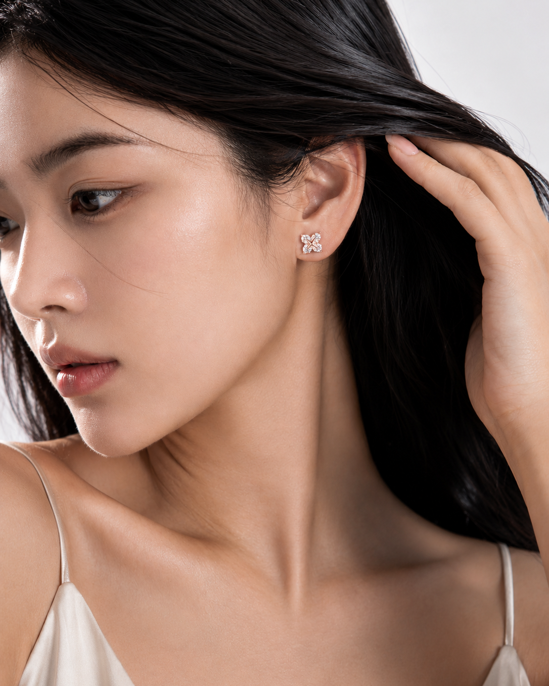 Stella Bloom Crystal Stud Earrings #color_rose gold
