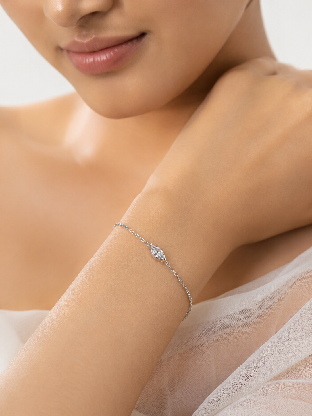 Luna Marquise Crystal Bracelet #color_silver