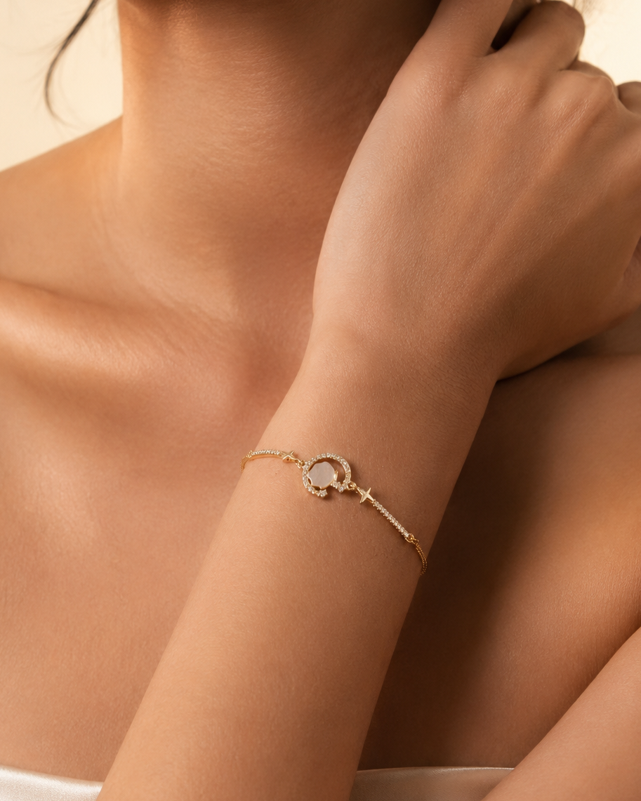 Celeste Mother of Pearl Charm Bracelet #color_gold