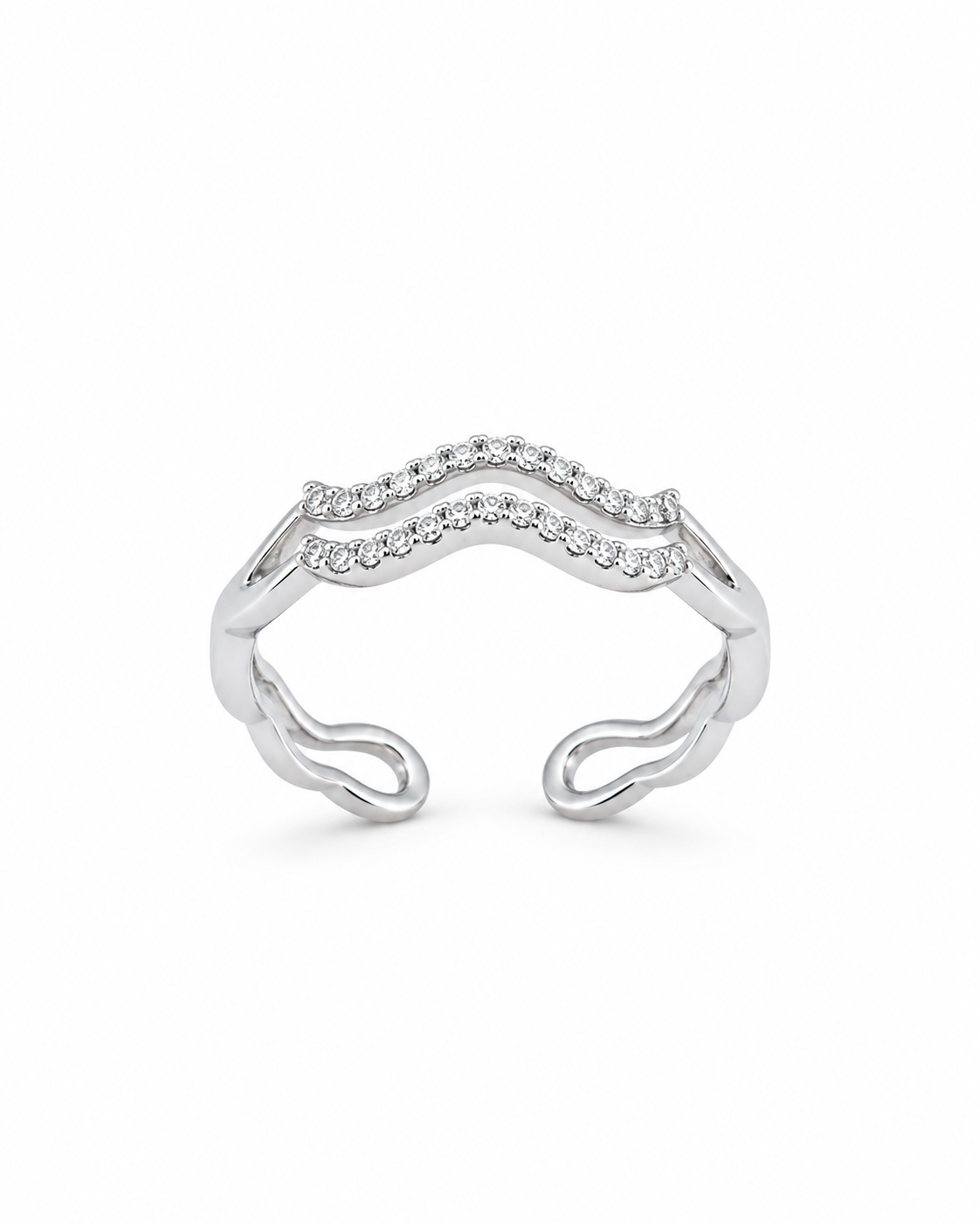 Wave cuff bracelet with double-band design