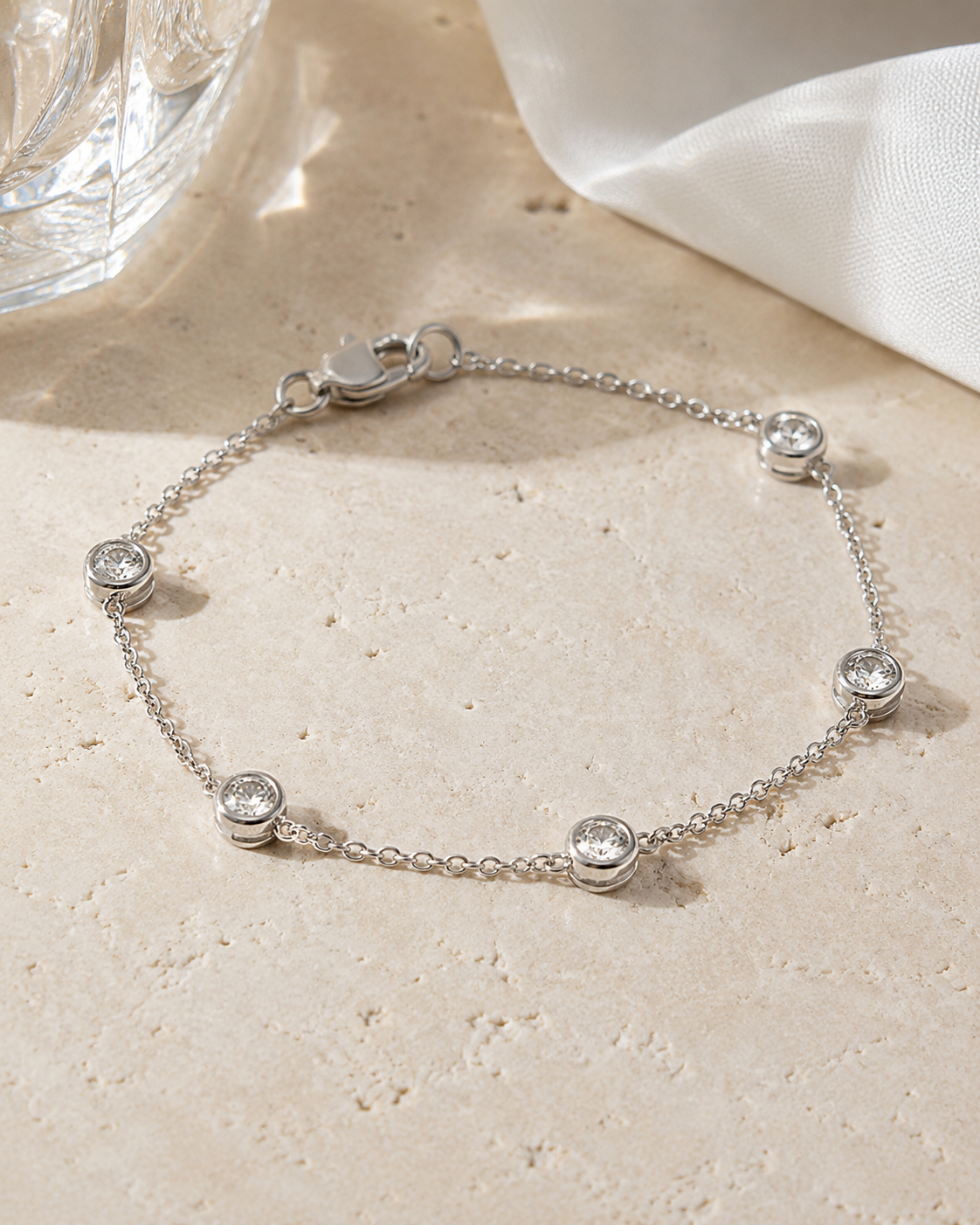 925 Sterling Silver Bezel Bracelet#color_silver