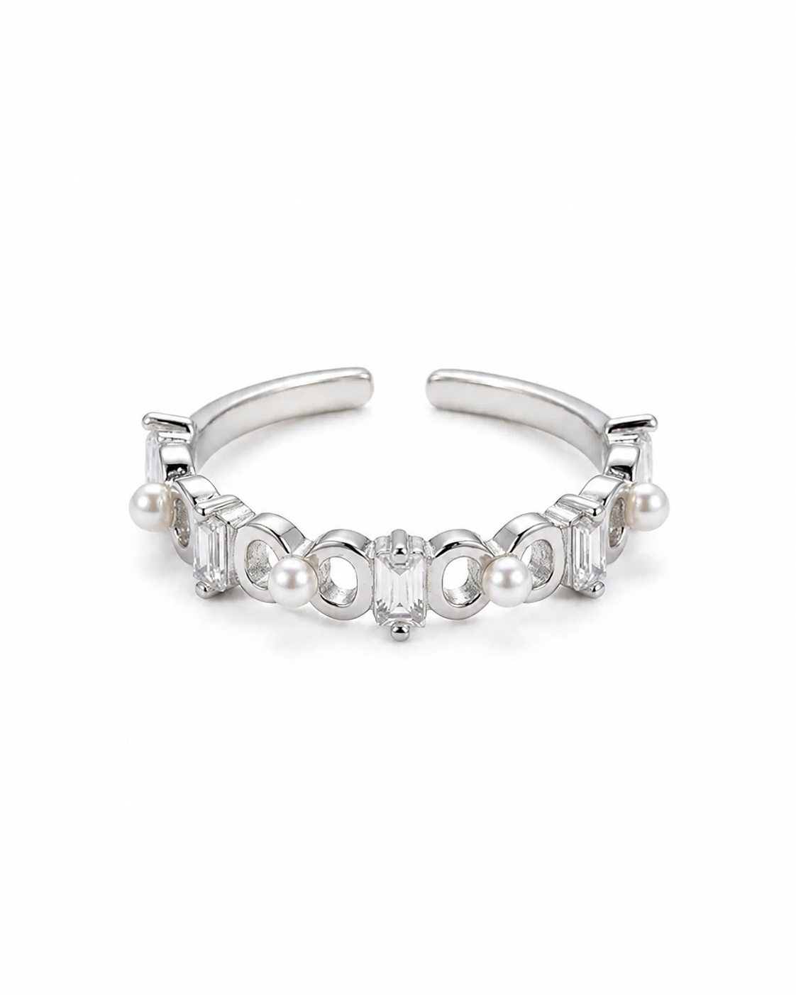 925 Silver Pearl Loop Ring #color_silver