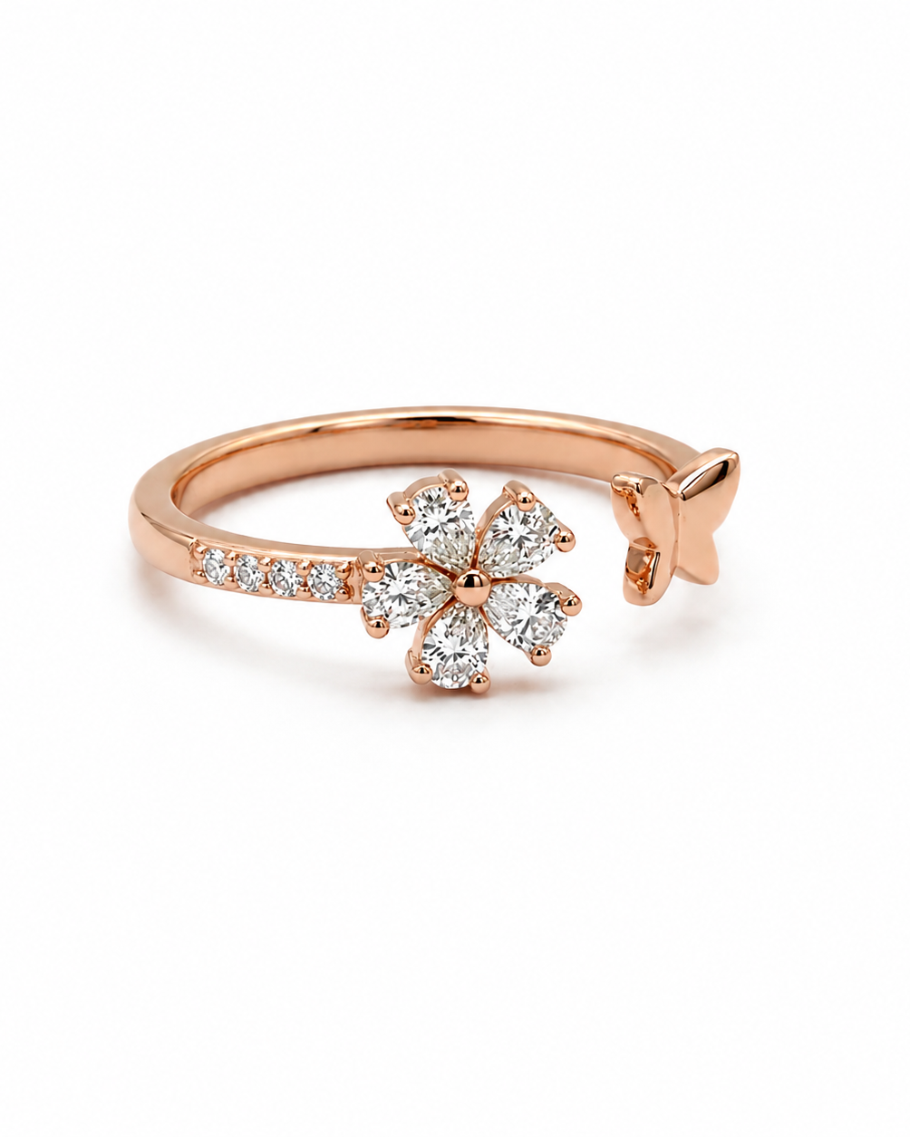 925 Sterling Silver Flower Ring#color_rose gold