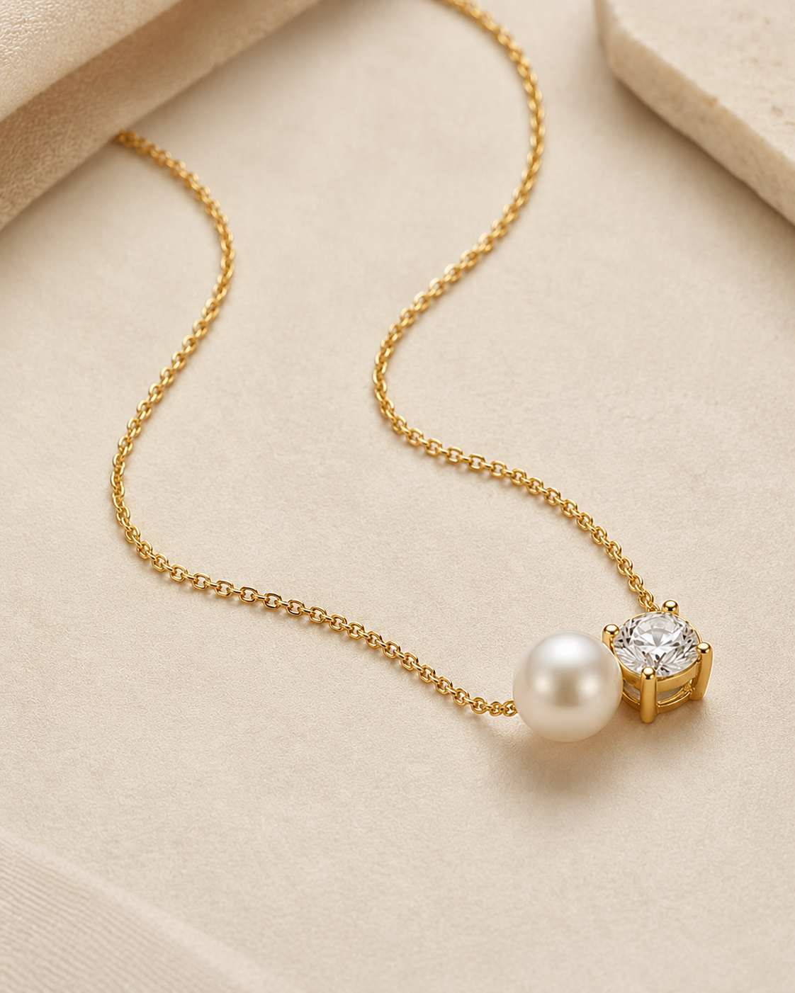 Double Pearl Chain Necklace for Women #color_gold