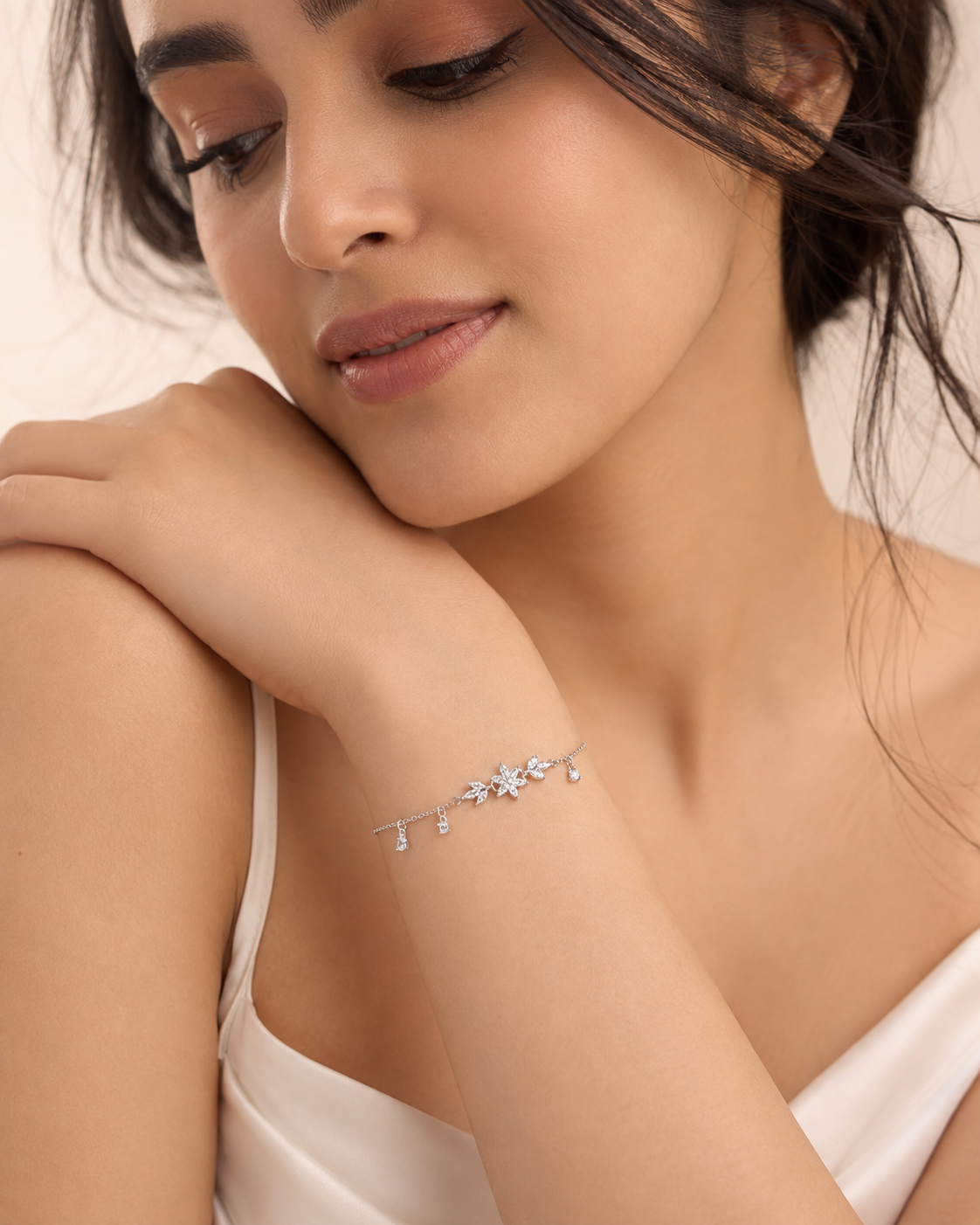 925 Silver Floral Charm Bracelet #color_silver