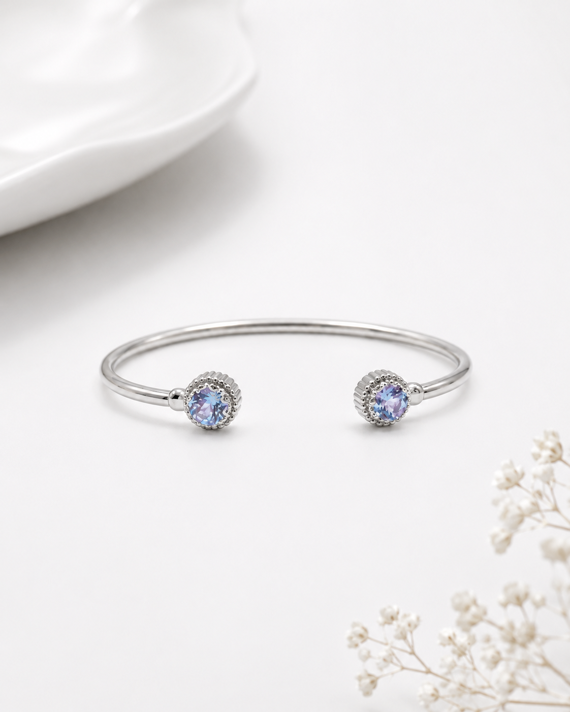 Aurora Halo Crystal Cuff Bracelet #color_silver