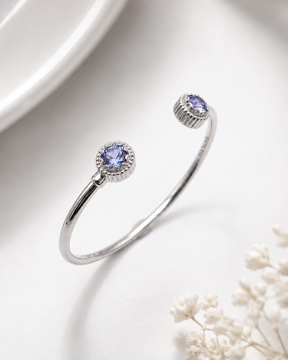 Aurora Halo Crystal Cuff Bracelet #color_silver