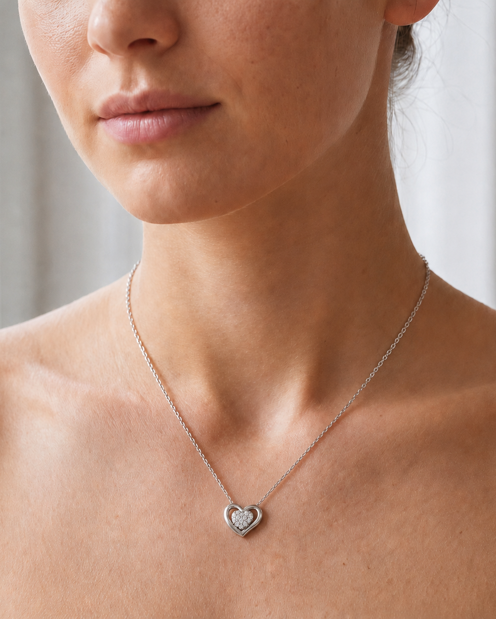 Silver Heart of Sparkle Pendant Necklace