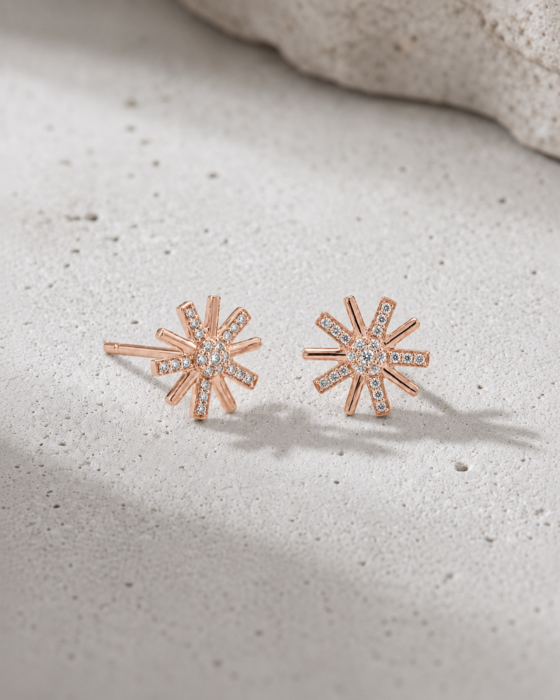 Solara Sunburst Stud Earrings #color_rose gold