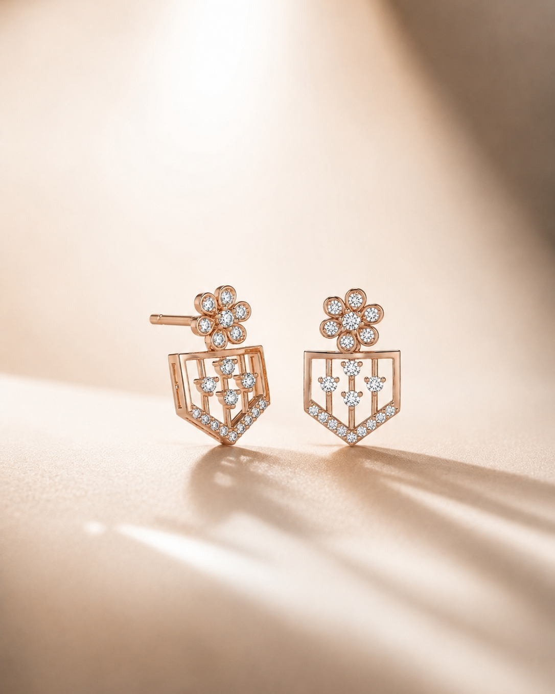 Bloom Haven CZ Drop Earrings #color_rose gold