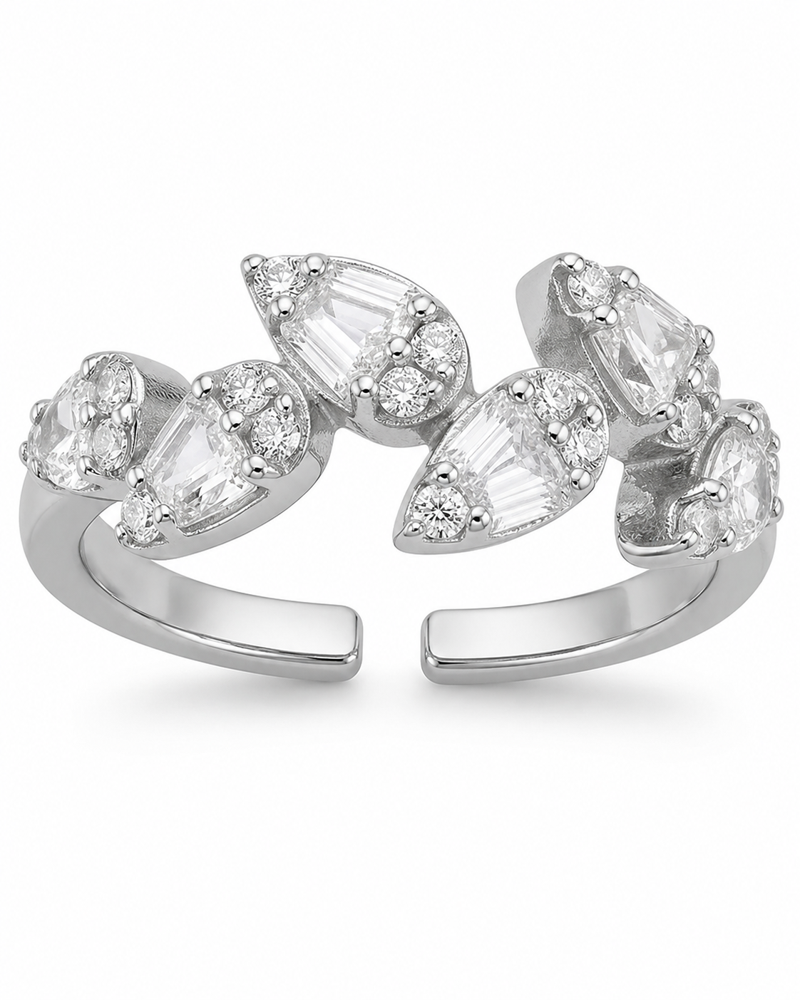 Adjustable open ring with delicate leaf design color_