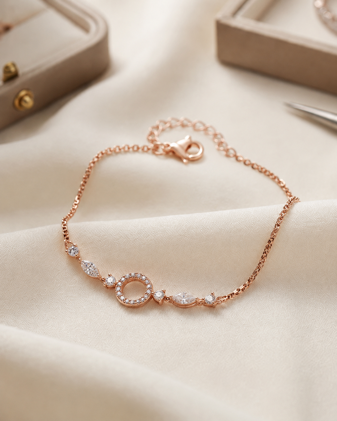 CZ Circle Bracelet for Women#color_rose gold
