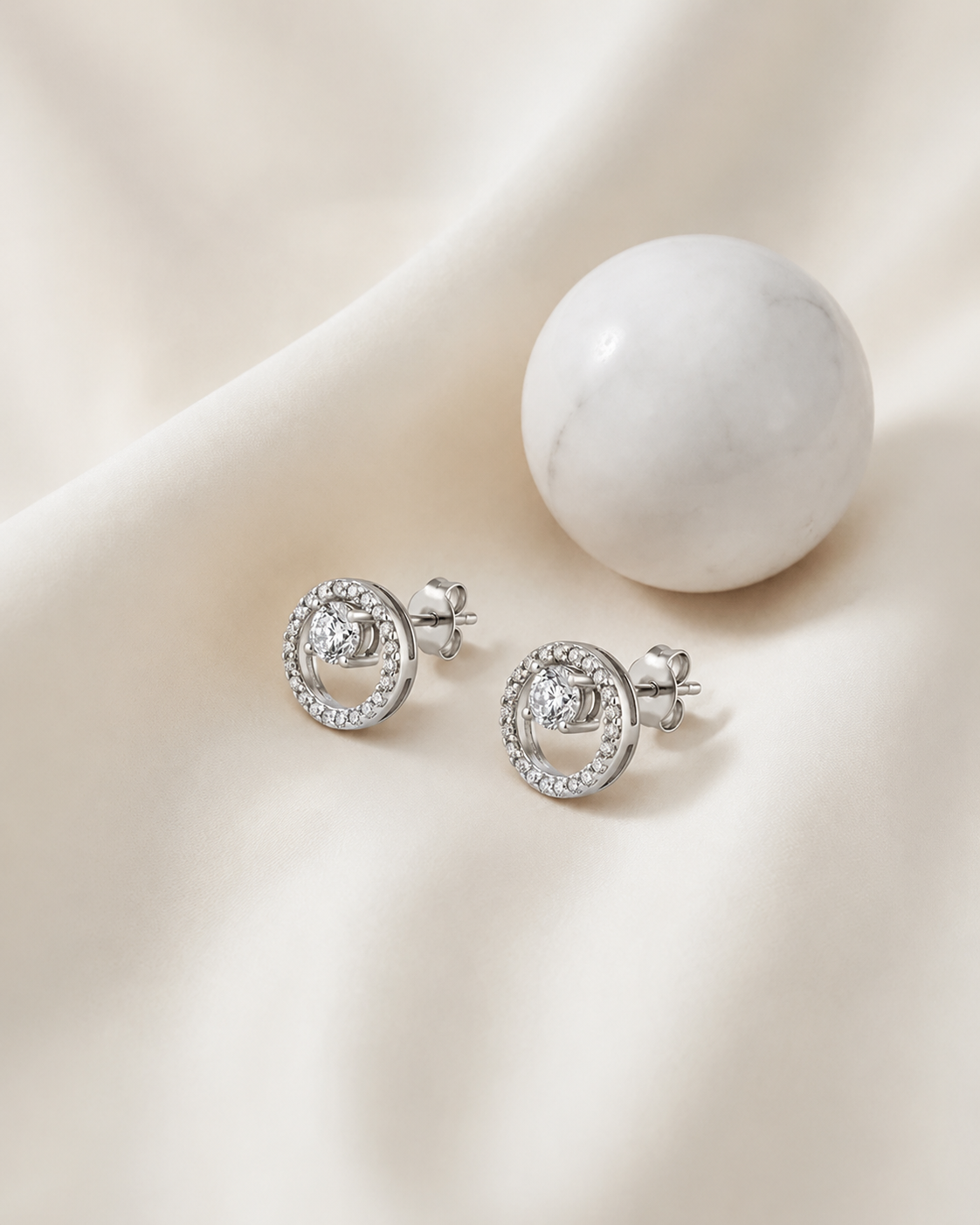 Adeline Circle Studs – CZ Halo