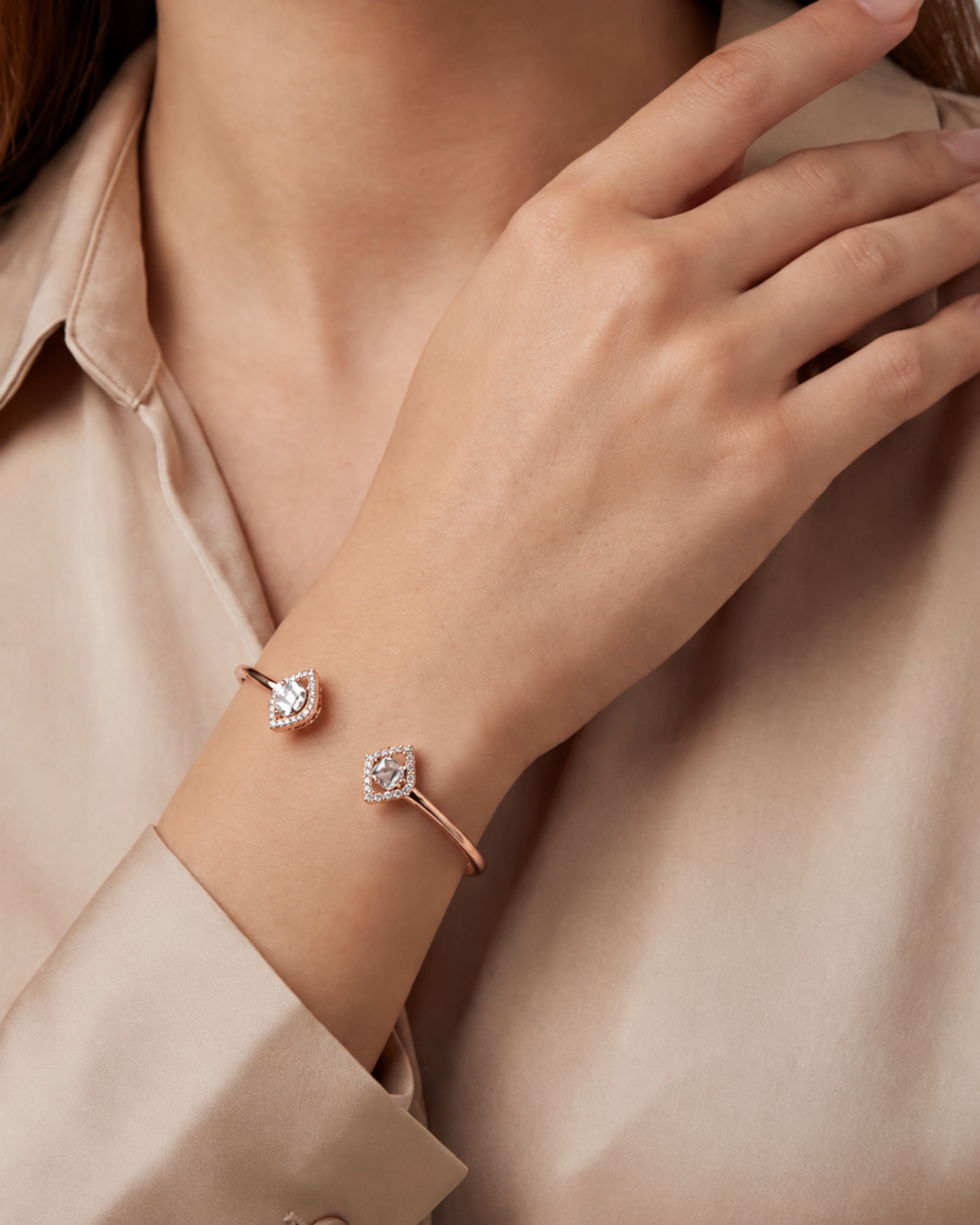 Deco Cuff Bracelet – Baguette & Pavé CZ Open Cuff