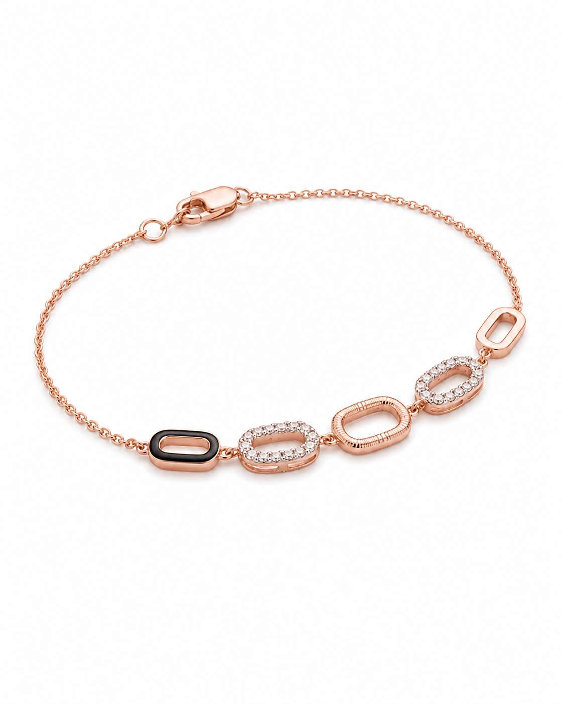 CZ Link Bracelet for Women#color_rose gold