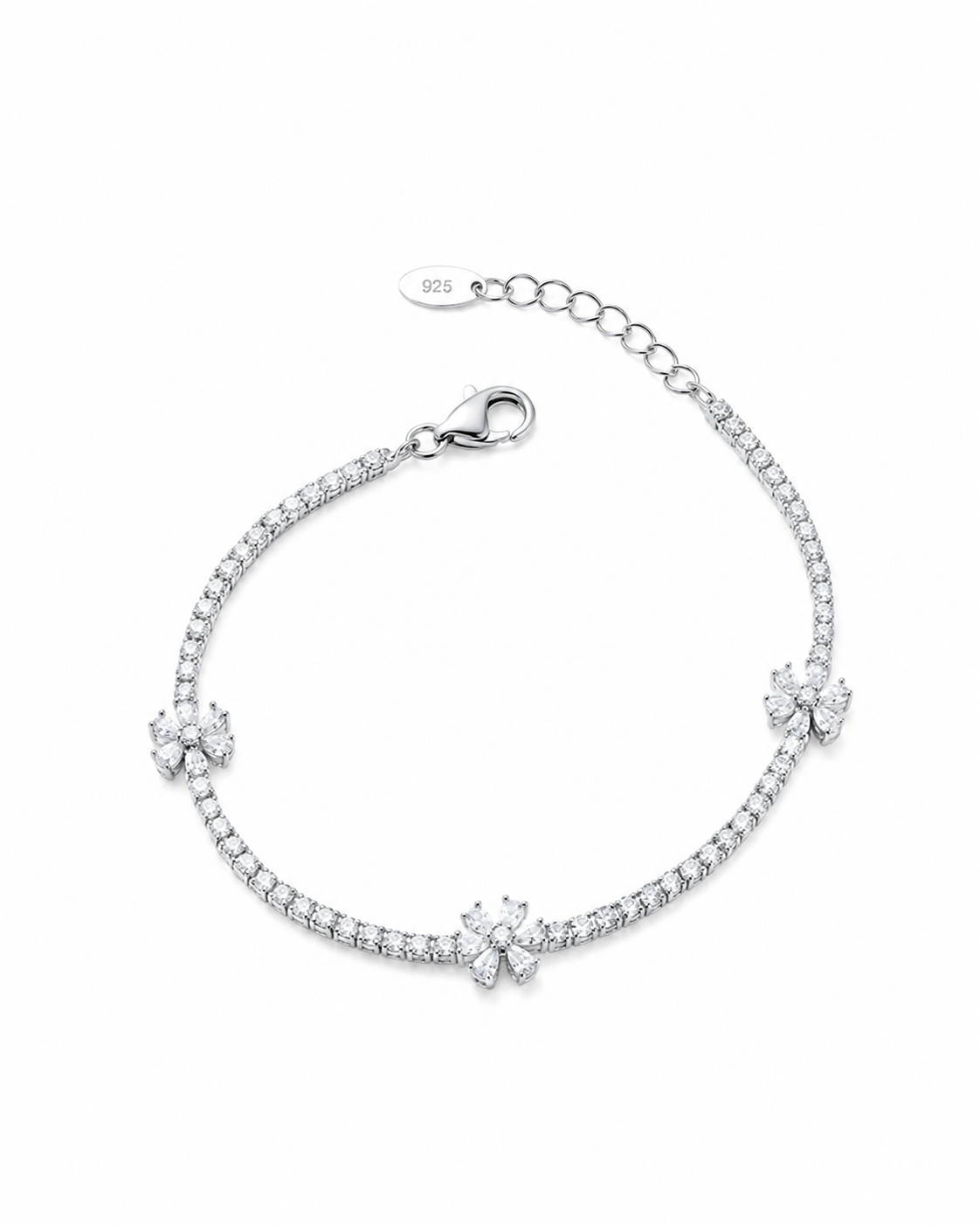 Flower Chain Bracelet for Women – Linked Silver Bracelet
