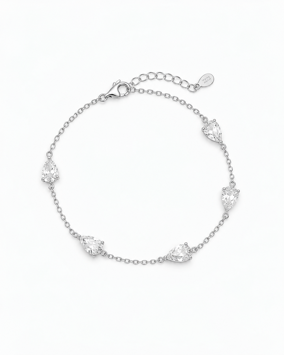 Pear-Cut Station Chain Bracelet | 925 Sterling Silver Bracelet