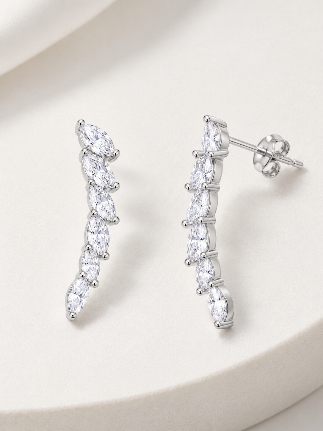 Marquise drop earrings with cascading white stone accents