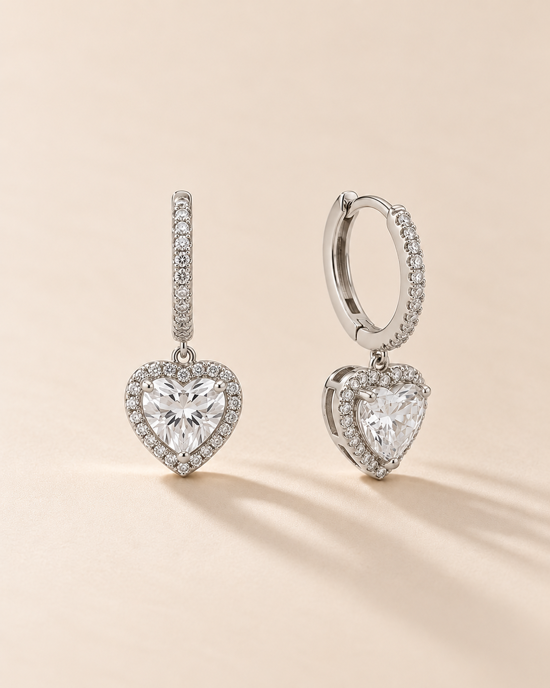 Heart Drop Earrings for Women #color_silver