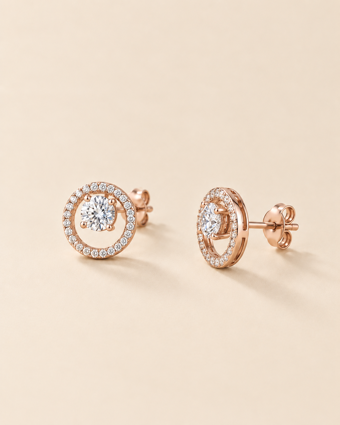 Adeline Circle Studs | 925 Silver Halo Stud Earrings