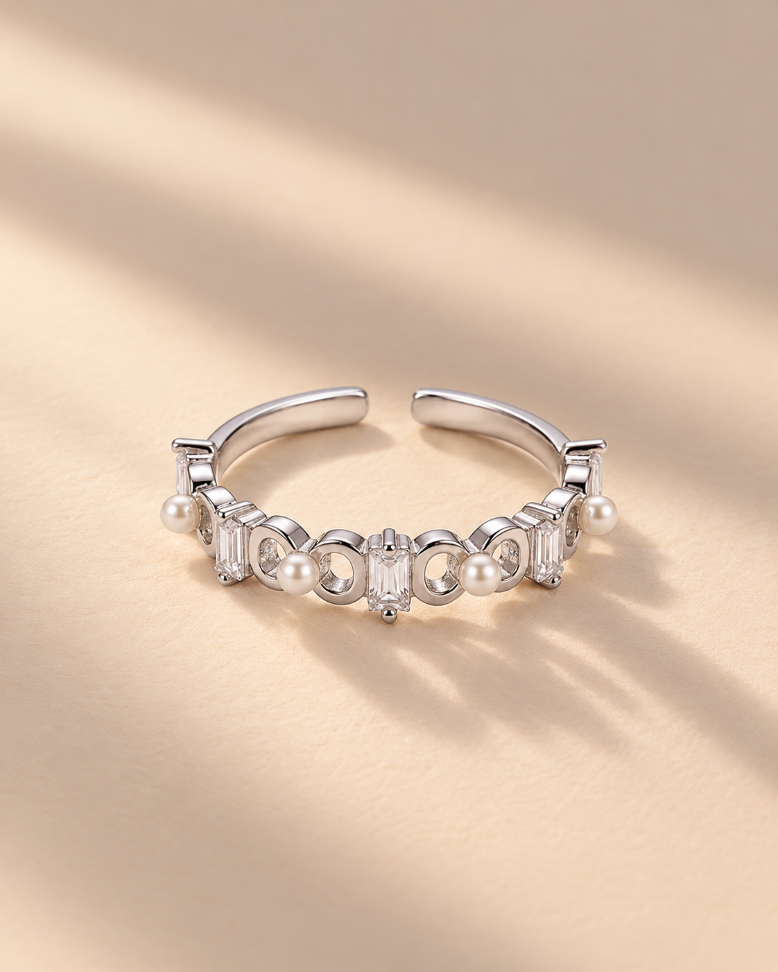 925 Silver Pearl Loop Ring #color_silver
