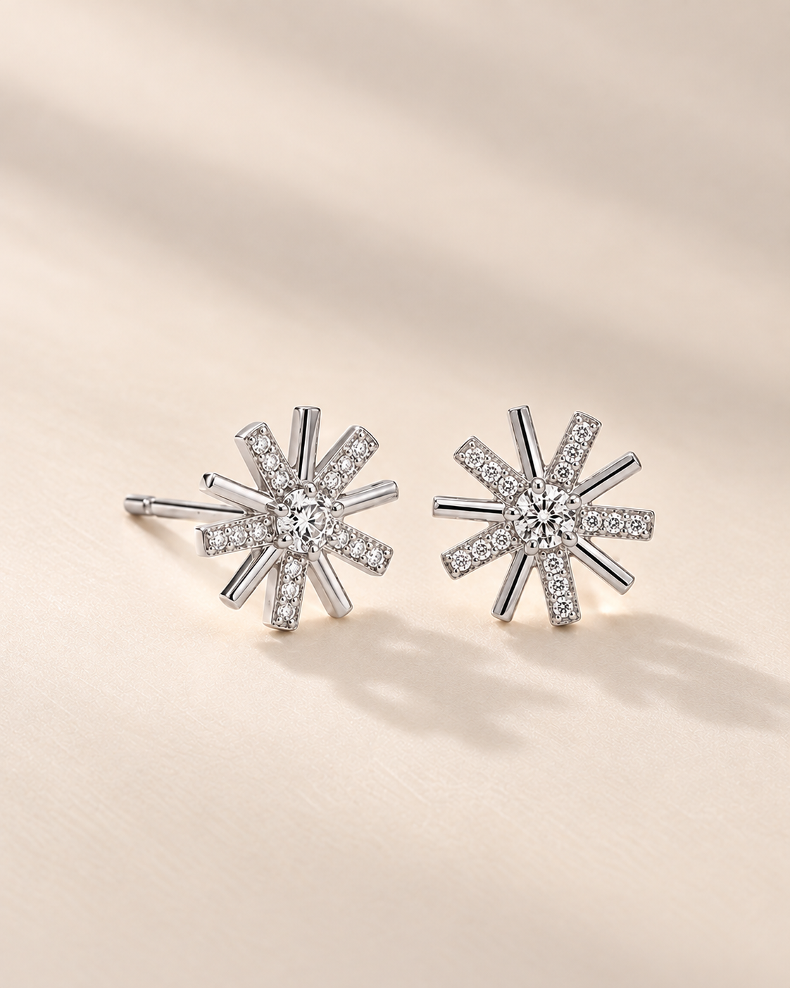 Solara Sunburst Stud Earrings #color_silver