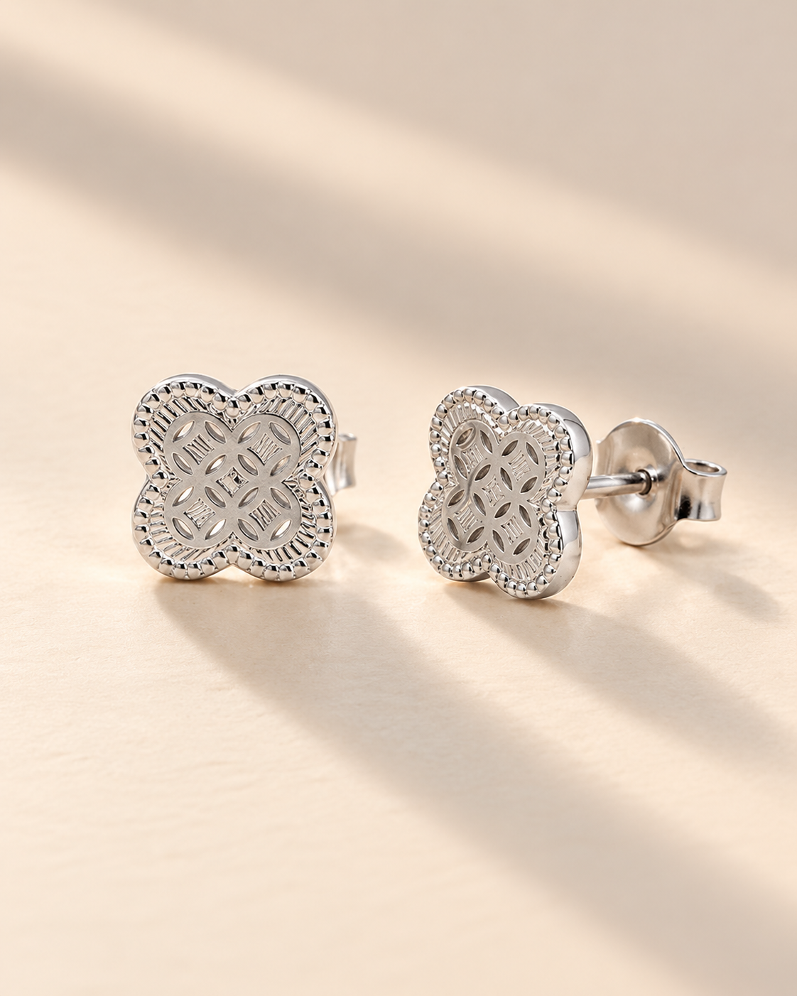 Aurelia Clover Studs | 925 Sterling Silver Floral Clover Stud Earrings