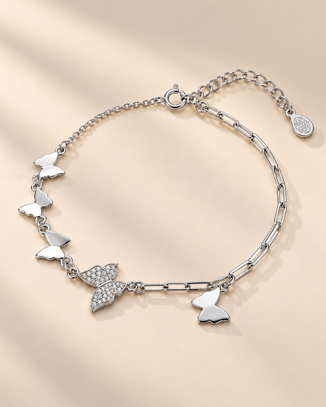 Silver Butterfly Charm Bracelet for Women
