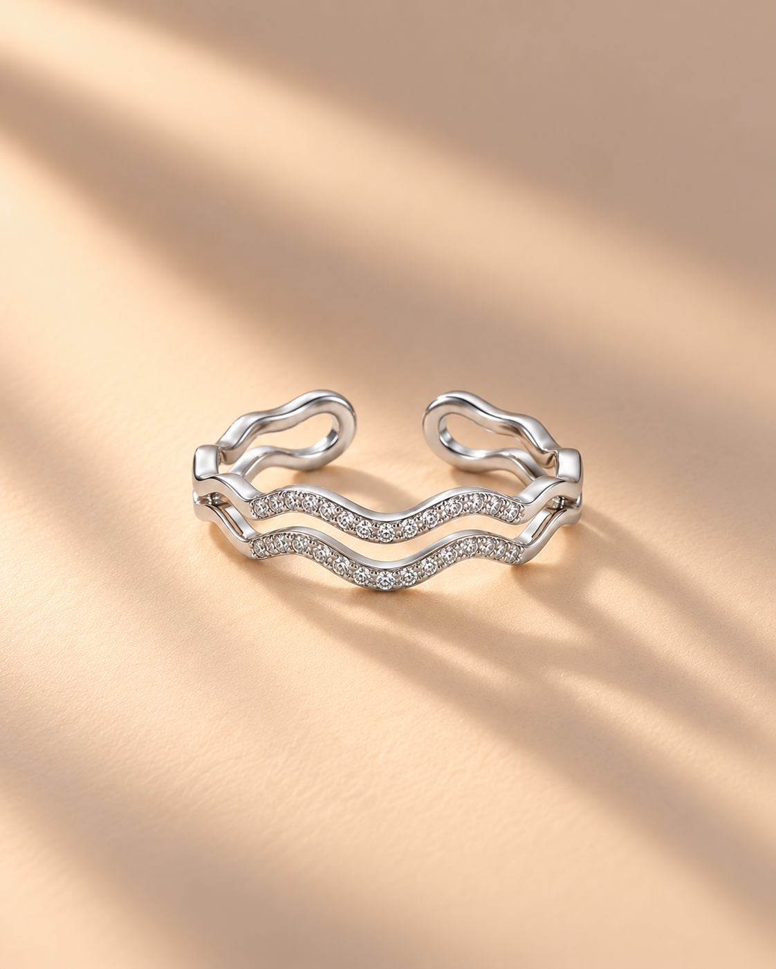 Wave Cuff Ring in 925 Silver | Cilvira