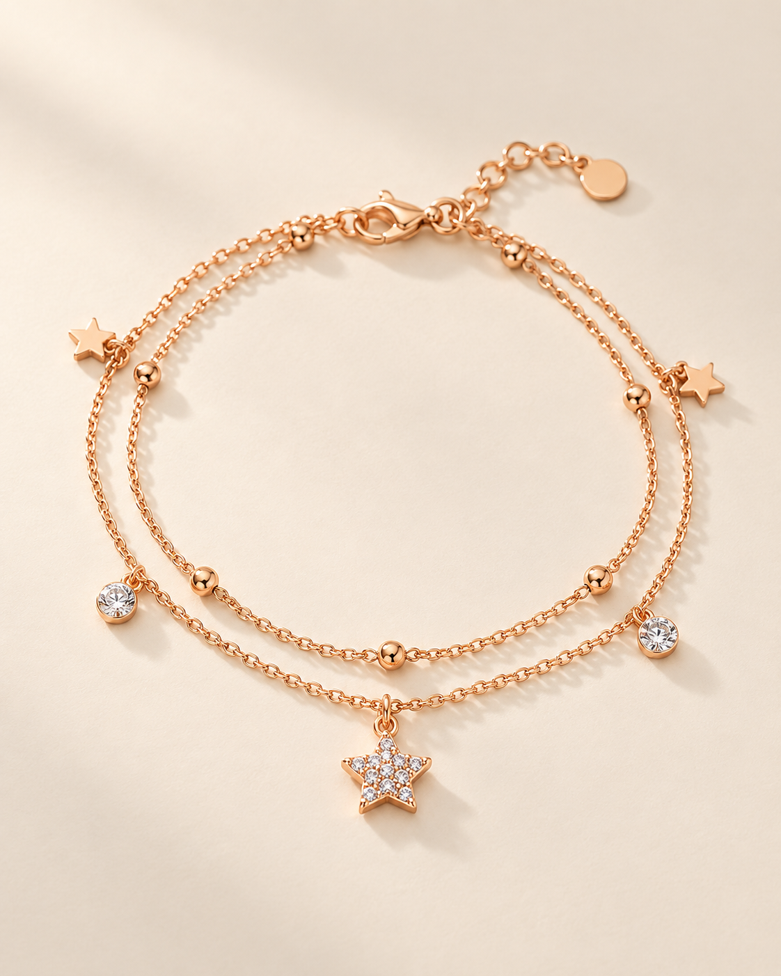Rose Gold Star Charm Bracelet for Women
