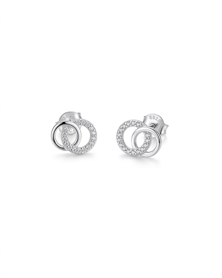 925 Silver Interlocking Circle Stud Earrings #color_silver