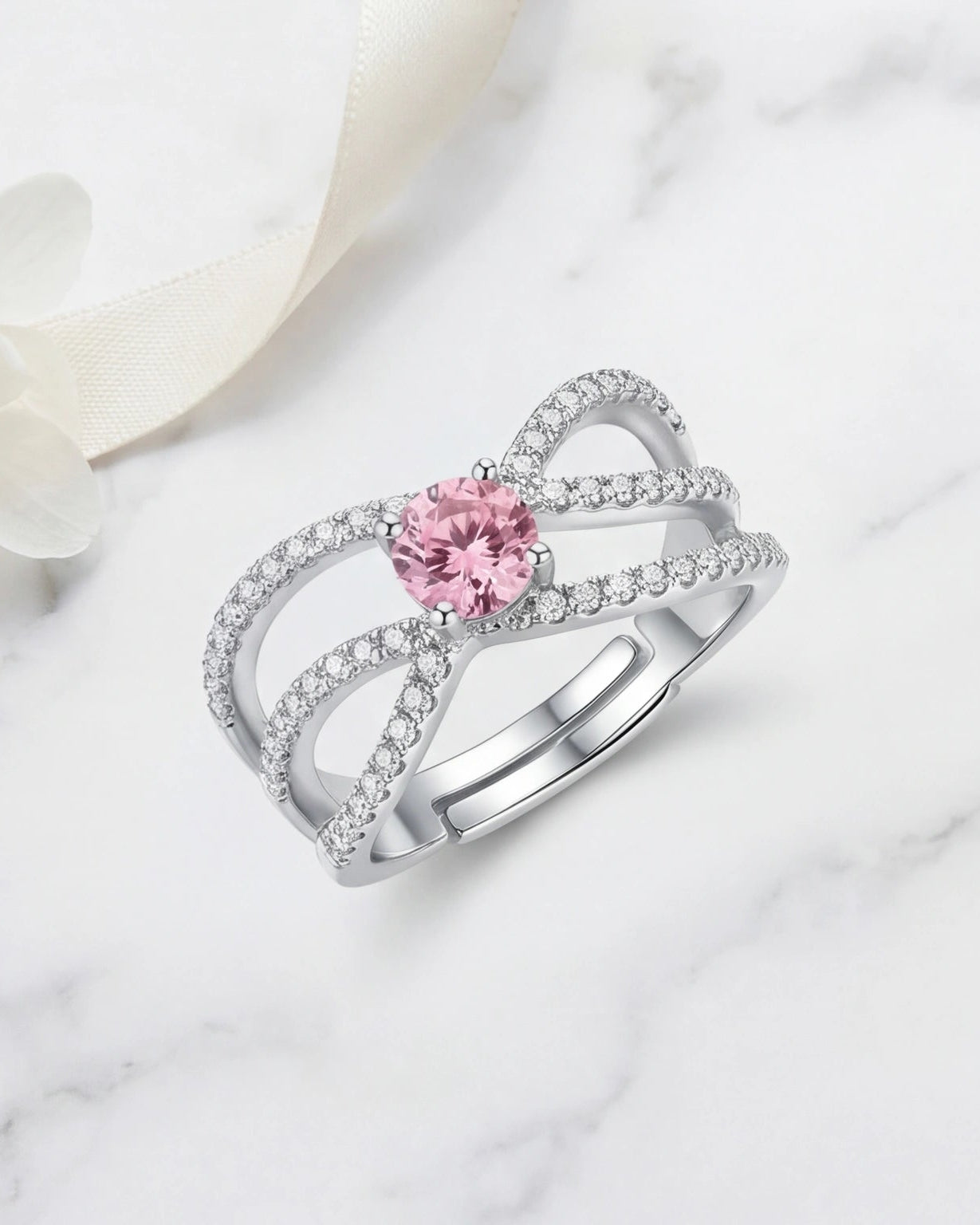 Elegant women’s criss cross ring #color_silver