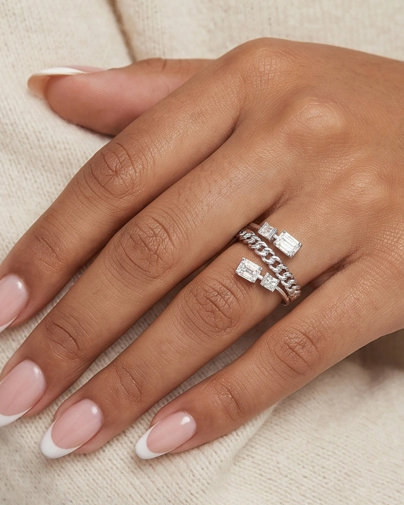 Elegant women’s stack ring #color_silver