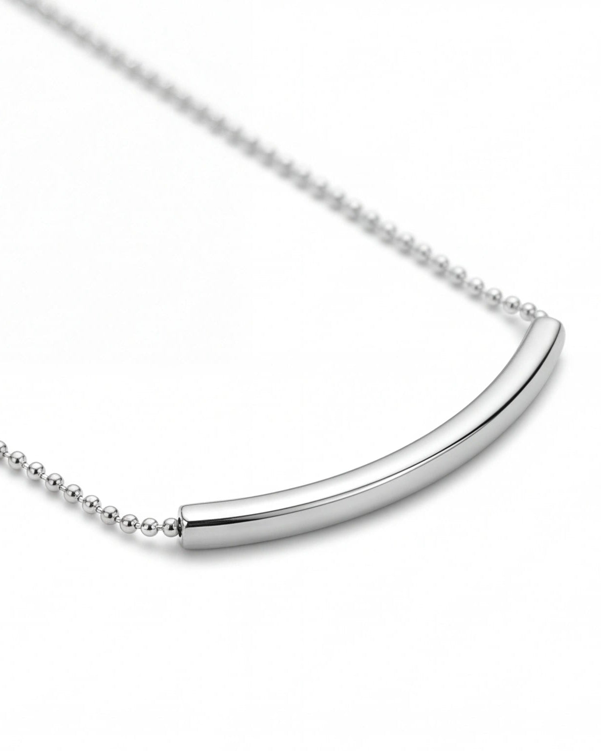 Curved bar silver necklace #color_silver
