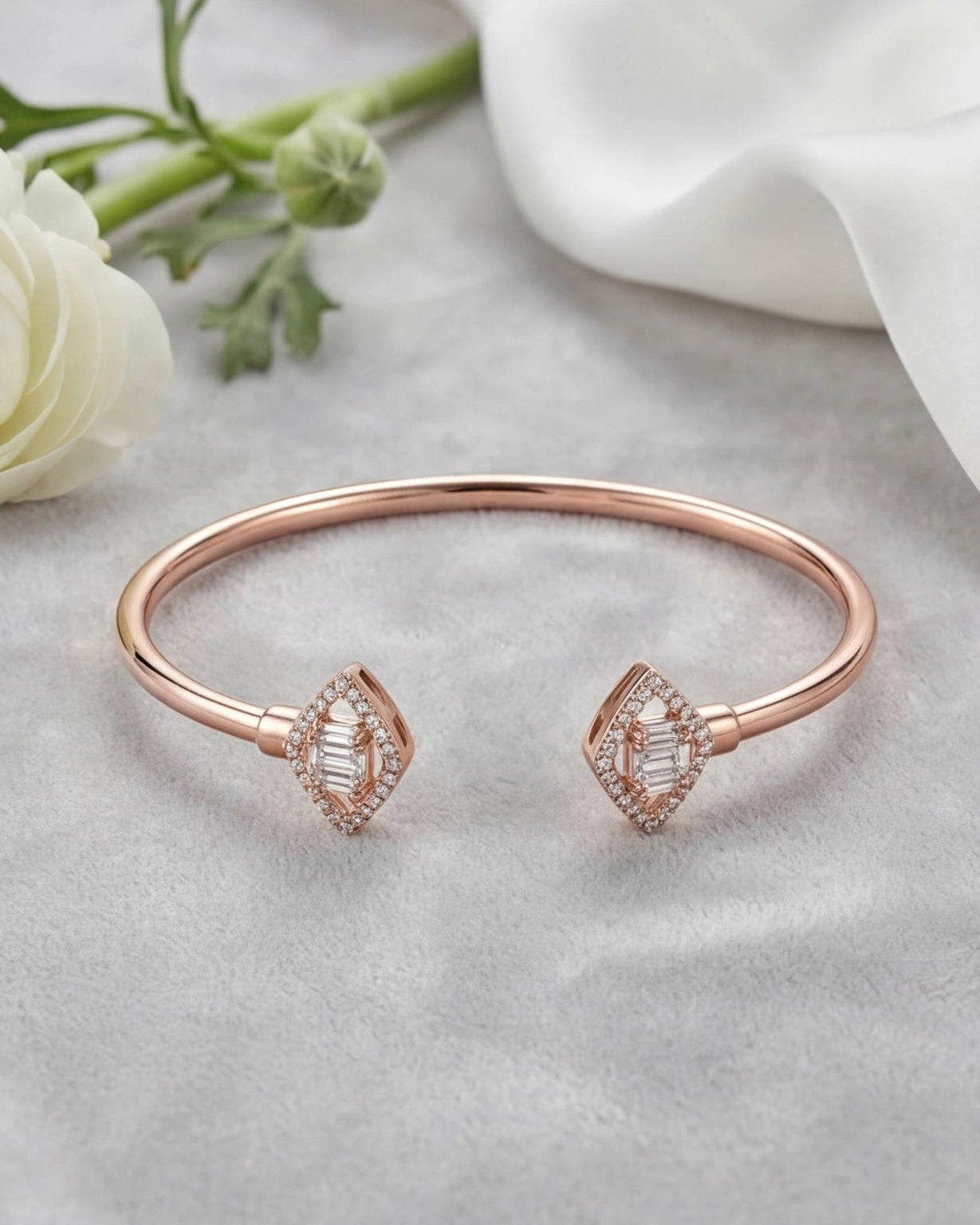 Elegant open cuff bracelet #color_rose gold