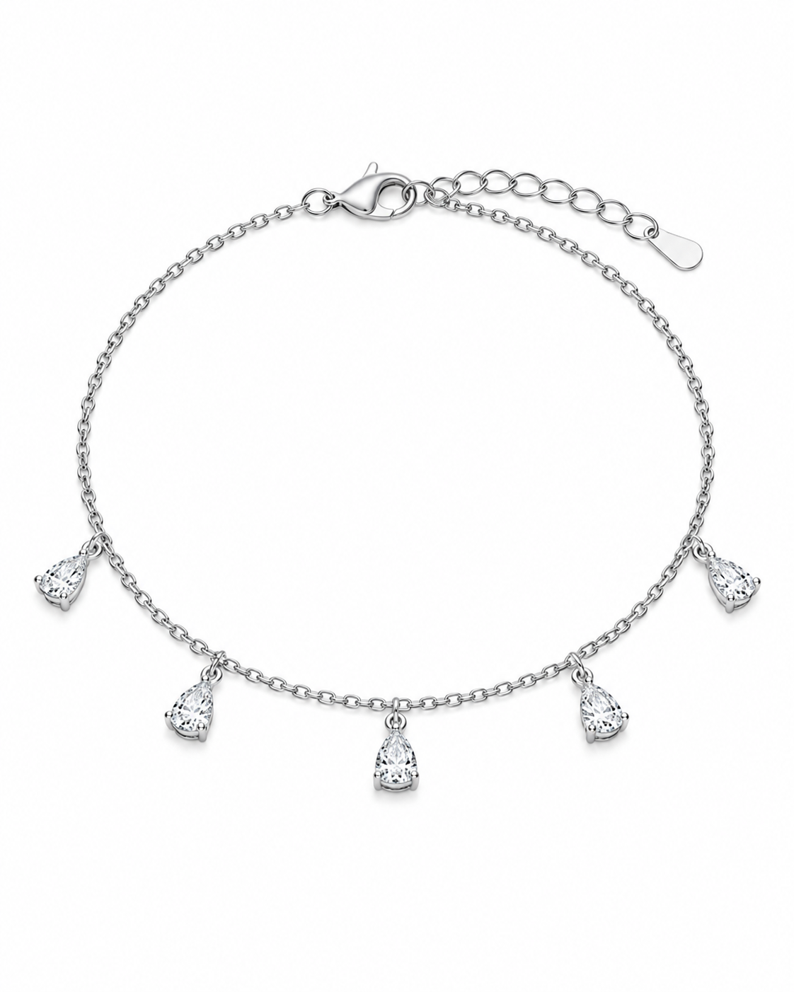 Teardrop Charm Anklet in 925 Silver | Cilvira