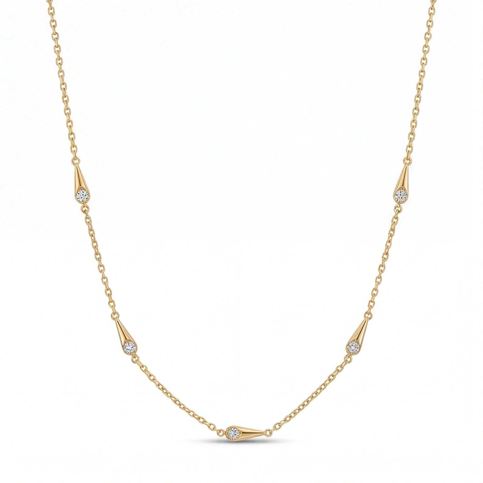 CZ Drop Necklace for Women#color_gold