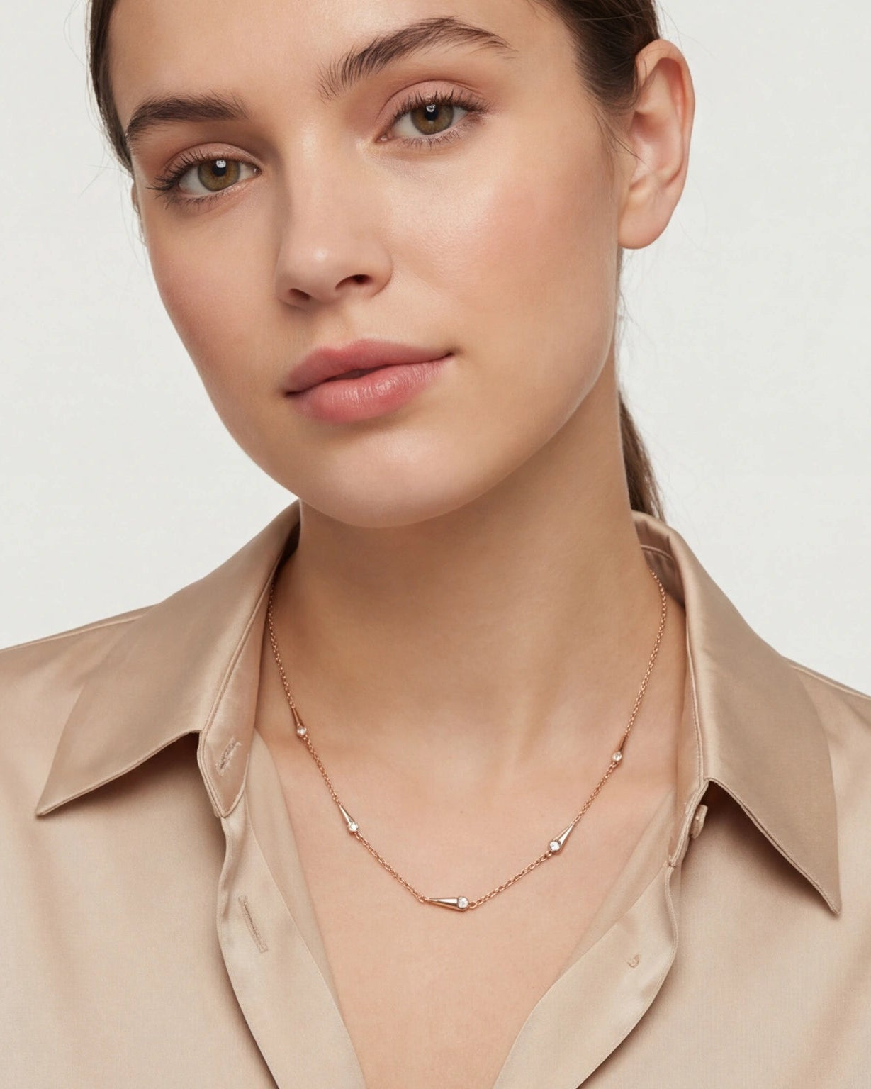 CZ Drop Necklace for Women#color_rose gold
