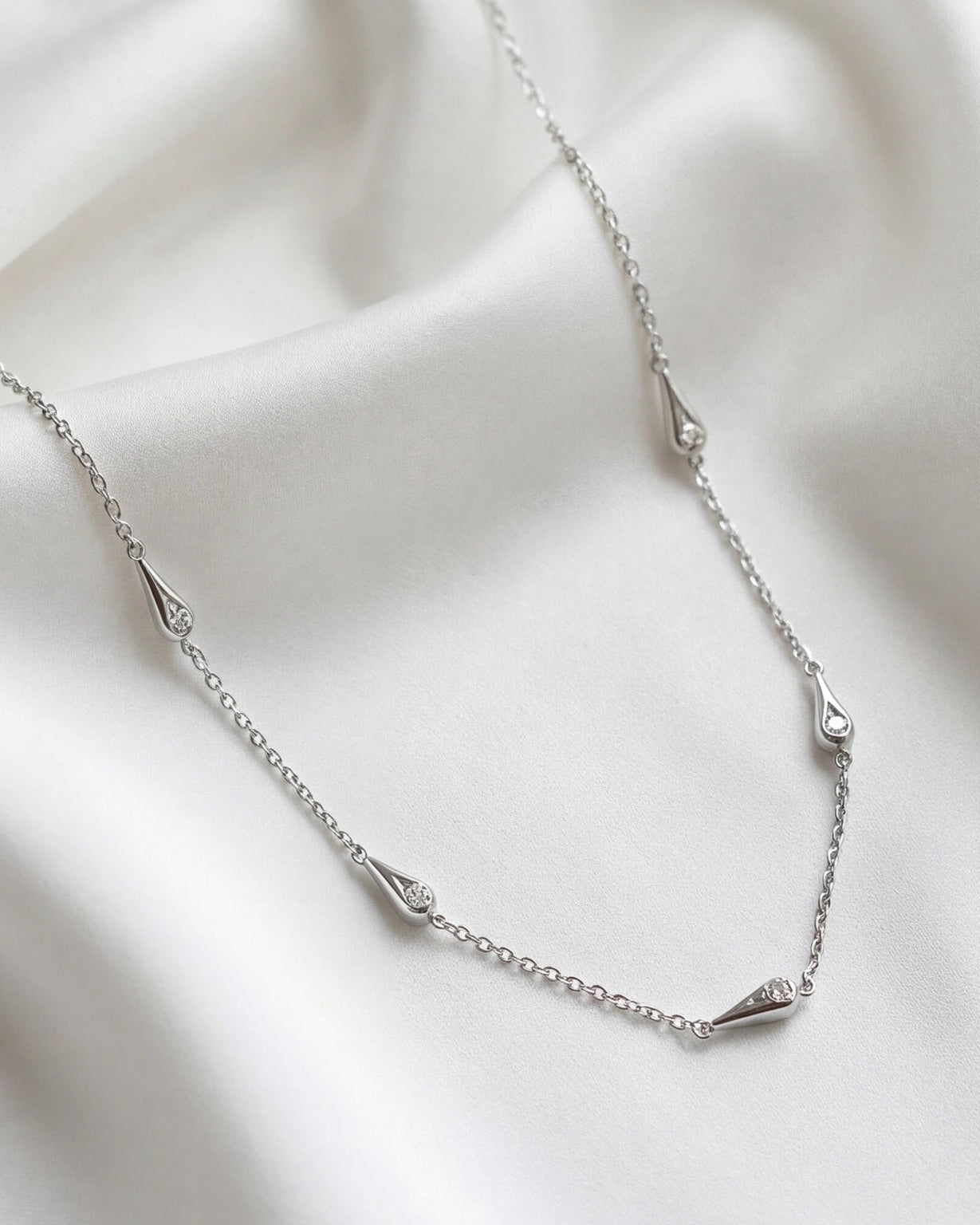 CZ Drop Necklace for Women#color_silver